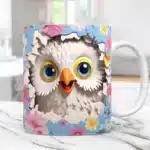 3D cute owl mug 11oz creative coffee mug bird lover friends christmas gift mug home juice cup – close-up detail