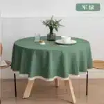 New Large Round Tablecloth Solid Color Cotton Linen Waterproof Table Cloth Oil-Proof Table Cover for Kitchen Garden