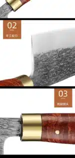 Hand Forged High Carbon Stainless Steel Chef Knife with Wood Handle Sharp Meat Cutting Tool – top view