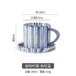 Simple Striped Ceramic Teacup Hotel Café Porcelain Coffee Cup 280ml Office Mug Breakfast Bread Dessert Mug Gift Table
