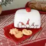 Creative Christmas Ceramic Cookies Jar Rectangular Dinner Plate Round Santa Claus Tableware Household Dessert Fruit Snack