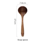 Cooking Tool Sets, Wooden Kitchen Spoons Toolset Wooden Cooking Utensils Spatula, Soup Ladle, Rice Scoop – side view