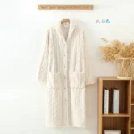 2026 New Autumn/Winter Women's Bathrobe Flannel Thickened Warm Buckle Long Dress Solid Color Nightgown Home Fur Ladies