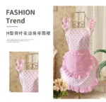Sweet Pink Cute Chef Apron Suit Girl Anti-fouling Lace Apron Pink Polka Dot Strap Kitchen Home Catering Work Apron