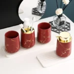 Matte Gold Ceramics Bathroom Set Decor Soap Dispenser Toothbrush Holder cup Soap Dish tray Mouthwash Cup bathroom Washing