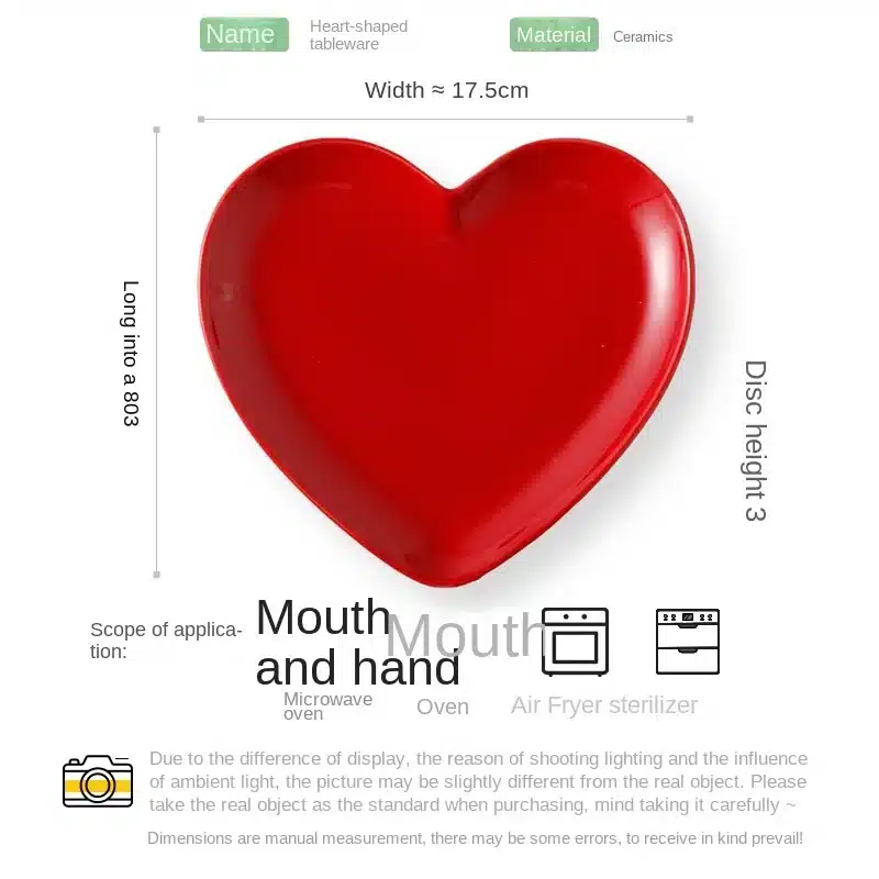 Creative Heart Ceramic Dinner Cooking Dishes Home Barbecue Salad Plate Oven Dessert Cake Plate Hotel Restaurant Tableware Modern