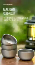 D2 Pure Titanium Double-layer Small Tea Cup Coffee for Outdoor Camping coffee and Tea Tableware Set Brewing Tea Cup 50ML