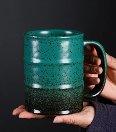 600ml Oil Barrel Cup Large - capacity Ceramic Coffee Mug Household Latte Espresso Latte Mug Stoneware Teacup Water Cup