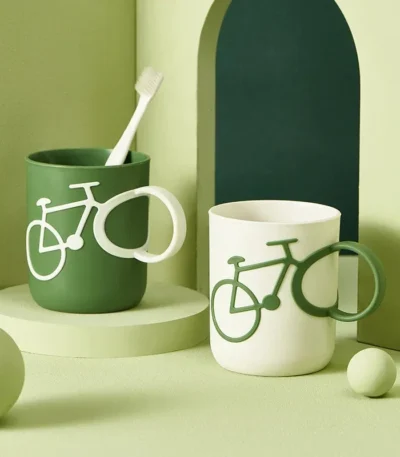 1pc Bike-Shape Bathroom Food-Safe PP Cup Toothbrush Holder Mug Unbreakable And Reusable Gargle Cups Bathroom Mouthwash Mugs