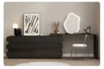 6-Drawer Wooden Dresser with Mirror and Jewelry Box - Modern Vanity Table for Bedroom – in a cozy room setting