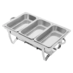 Chafing Dish Buffet Set 3 Grid Stainless Steel Rectangular Catering Chafer Warmer Set Buffet Dishes Warming Set 63.5*35.5*32cm - Image 4