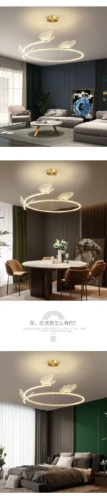 Butterfly Circle Chandelier, Modern Simple Atmosphere Light Luxury Living Room Bedroom Creative Personalized Lamp