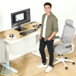 Height Adjustable Standing Desk,Computer Desk& Office Desk with Drawer Wireless Charging Cable Management for Home