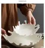 Nordic Coral Porcelain Salad Plate Abstract Irregular White Ceramic Dinner Plate Hotel Tableware Cooking Dishes Kitchen