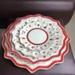 German Weibao Christmas tableware flat plate round cake mug teapot coffee cup soup salad – close-up detail