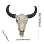 Creative 3D Longhorn Cow Skull Head Ornament Wall Hanging Resin Animal Statue Crafts Home Office Decor Retro Bull Skull