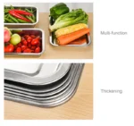 Rectangular commercial and household square plate Steamed fish dish Serving plate Barbecue plate plates set Stainless steel tray - Image 35