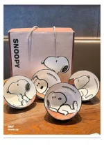 Snoopy 4 Pieces Ceramic Bowl Set 2025 New Style Under Glaze Color Cute Cartoon Pattern Home Noodle Rice Tableware For Kids