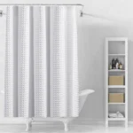 Waffle Textured Shower Curtain Heavy Duty Thick Fabric Shower Curtain with Magnets and 12 Free Rust-Proof Metal Hooks 72Wx72H