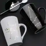 12 Constellations 420 Ml Ceramic Mugs Creative Mugs With Spoon Lid Black Mug New Bone China Coffee Cup Drinkware Couples