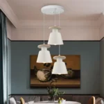 Modern Minimalist E27 Pendant Lights Bar Cafe Restaurant Home Decor Wood Aluminum Hanging Lamp 3-Heads White Lighting