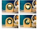 Custom Photo Crystal Ornament & Wooden Base Personalized Photo Engraving Miniature Figurine Home Office Decor