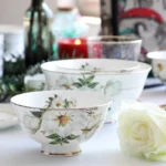 Bone China Dinnerware, Household Ceramic Rice Bowl, Deep Dishes, Soup Pots, Steak Flat Plate, Delicate Floral Tableware