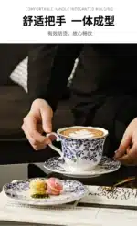 Ceramic Coffee Cup English style blue and white porcelain coffee cup with dish set Ceramic retro European afternoon tea mug