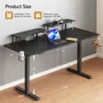 Standing Desk w/ 2 Adjustable Monitor Shelves,Electric Stand Up Desk with Memory Controller & Adjustable Height – side