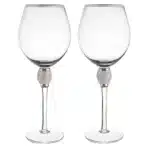 4/2Pcs Creative Silver Rimmed Wine Glasses Set Diamond Glass Cup Cocktail Glass Champagne Cup Bar Party Long Stem Wedding