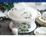 Bone China Dinnerware, Household Ceramic Rice Bowl, Deep Dishes, Soup Pots, Steak Flat Plate, Delicate Floral Tableware