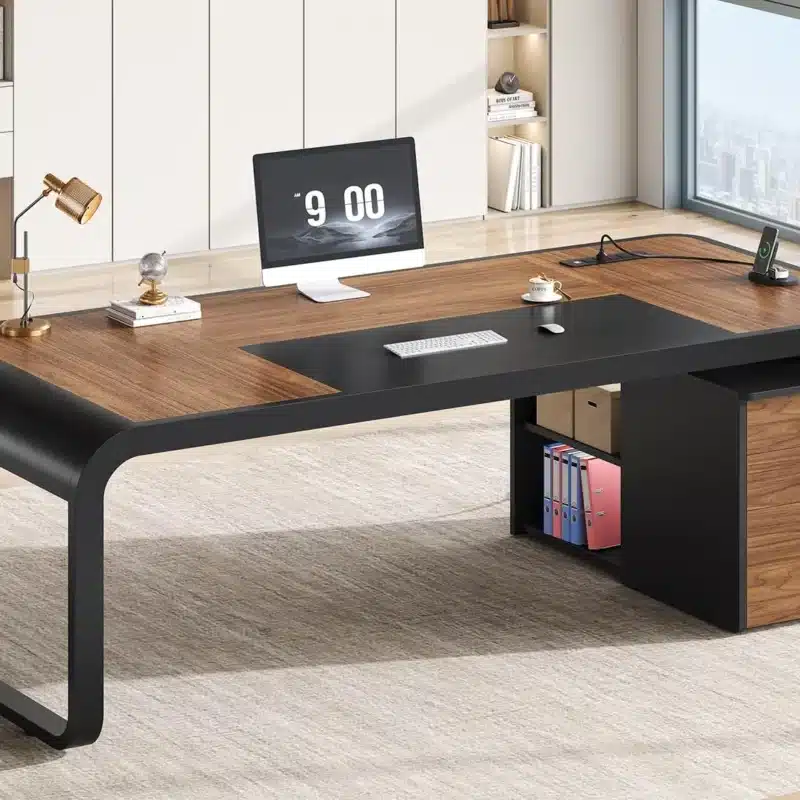 70.9" Executive Desk, Large Computer Desk with Drawers and Lateral File Cabinet, Office Desk with Removable, Customized