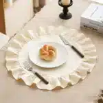 4PCS Cloth Napkins Round Placemat 100% Cotton Vintage Wedding Table Decoration Reusable for Kitchen Dinning Christmas Table