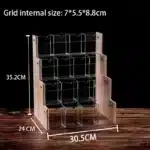 Wood Acrylic Pen Holder with Price Slot Stationery Storage Rack Brush Case Organizer Supermarket Display Stand Cosmetic