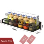 Kitchen Spice Rack Stainless Steel Wall-Mounted Storage Shelves Seasoning Bottle Rack Bathroom Punch-Free Storage Organizer