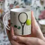 Custom Tennis Theme Ceramic Mug with Name Personalization - Sports Gift for Tennis Lovers – close-up detail