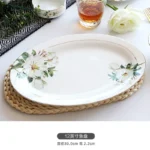 Bone China Dinnerware, Household Ceramic Rice Bowl, Deep Dishes, Soup Pots, Steak Flat Plate, Delicate Floral Tableware
