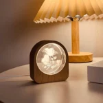 Custom Photo Crystal Ornament & Wooden Base Personalized Photo Engraving Miniature Figurine Home Office Decor