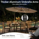 11FT Solar Powered LED Light Cantilever Patio Umbrella with Base Included, Large Cantilever Umbrella with, Customized – base