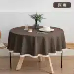 New Large Round Tablecloth Solid Color Cotton Linen Waterproof Table Cloth Oil-Proof Table Cover for Kitchen Garden