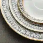 Creative Round Plaid Western Dinner Plate Exquisite Bone China Cooking Plate Modern Hotel Restaurant Tableware Kitchen