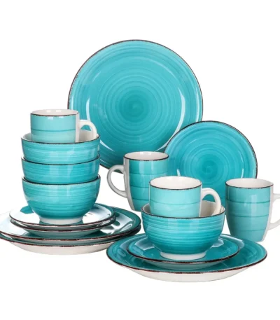 Vancasso Bella-T 16/32/48-Pieces Porcelain Dinnerware Set Vintage Ceramic Plate Set with Dinner Plate,Dessert Plate,Bowl,Mug
