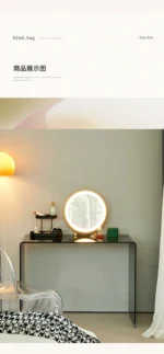 Minimalist vanity desk with drawers and mirror - Goldoma modern dressing table with stool