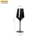2Pcs glass household, multi-purpose black crystal glass, tall red wine glass, champagne glass, glass wine glass – angled view