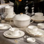 Relief Sculpture Gold Inlay Ceramic Rice Bowl Dishes Beef Steak Plate Fish Plate Premium Ceramic Tableware 1pcs - Image 3