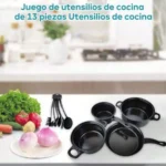13 Piece Nonstick Kitchenware Set Induction Pots and Spoons Kit, Black Frying Pan & Milk Pot Perfect for Family Dinner & Camping - Image 8