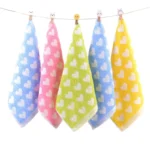 1Pcs 25x25cm Love Heart Cotton Children Kids Bathroom Small Square Face Towel Water Absorbent Soft Cloth