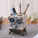 Bathroom Accessories Vintage Flower Ceramic Toothbrush Holder Bathroom Couple Toothbrush Toothpaste Storage Holder Bathroom