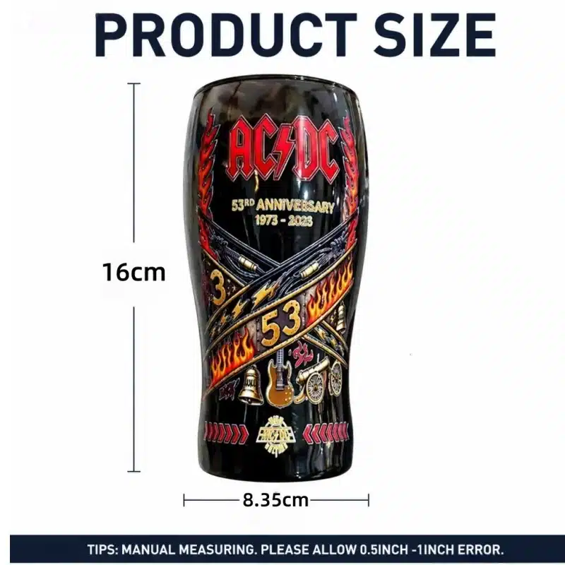 AC/DC 53rd Anniversary 3D Embossed Borosilicate Glass Beer Mug Collectors Set Limited Edition Hard Rock Memorabilia Barware Gift