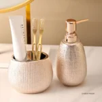 Rose gold ceramic wash bathroom Accessories set hotel bathroom wash Soap set dish lotion bottle mouth wash cup Toothbrush